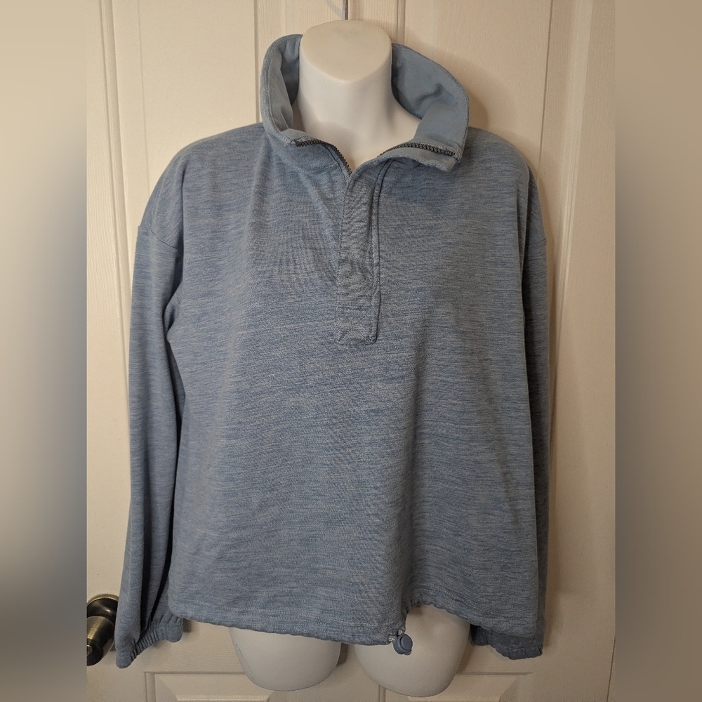 Avalanche Lightweight 1/4 Zip Pullover Drawstring Mock Neck Super Soft Blue Sz S